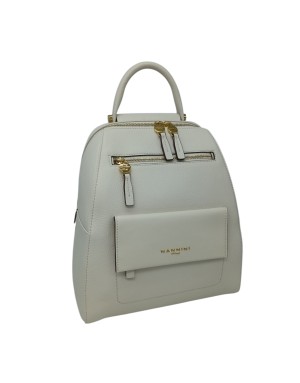 NANNINI ZAINO MEDIO/GRANDE IN VITELLO BOTTALATO COLORE AVORIO, LAMPO CENTRALE, DUE TASCHE FRONTALI ED UNA POSTERIORE