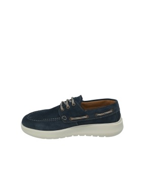 AMBITIOUS SNEAKER STRINGATA GUSTO BARCA, TOMAIA IN CAMOSCIO COLORE BLU NAVY, FONDO EXTRA LIGHT