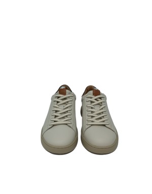 AMBITIOUS SNEAKER LACCI IN VITELLO COLORE AVORIO/BEIGE CON TOPPONCINO VERDE-CUOIO, FONDO GOMMA