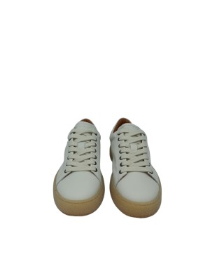 AMBITIOUS SNEAKER LACCI IN VITELLO SFODERATO COLORE BIANCO, FONDO NATURAL GOMMA