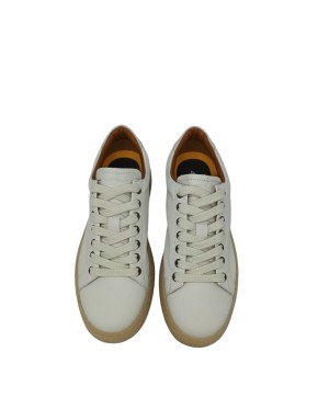 AMBITIOUS SNEAKER LACCI IN VITELLO SFODERATO COLORE BIANCO, FONDO NATURAL GOMMA