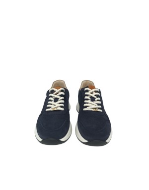 AMBITIOUS SNEAKER LACCI IN CAMOSCIO COLORE BLU NAVY CON TOPPONCINO CUOIO, FONDO GOMMA AVORIO