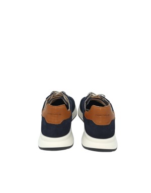 AMBITIOUS SNEAKER LACCI IN CAMOSCIO COLORE BLU NAVY CON TOPPONCINO CUOIO, FONDO GOMMA AVORIO