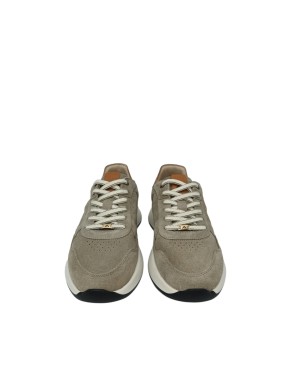 AMBITIOUS SNEAKER LACCI IN CAMOSCIO COLORE TAUPE CON TOPPONCINO CUOIO, FONDO GOMMA AVORIO