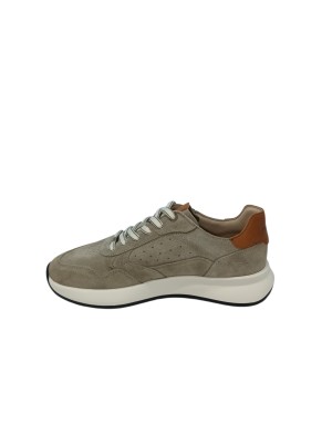 AMBITIOUS SNEAKER LACCI IN CAMOSCIO COLORE TAUPE CON TOPPONCINO CUOIO, FONDO GOMMA AVORIO