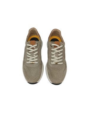AMBITIOUS SNEAKER LACCI IN CAMOSCIO COLORE TAUPE CON TOPPONCINO CUOIO, FONDO GOMMA AVORIO