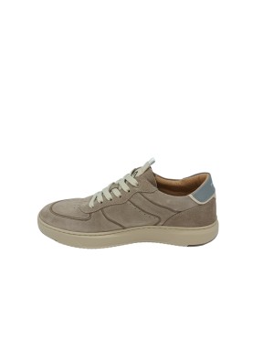 AMBITIOUS SNEAKER LACCI IN CAMOSCIO COLORE TAUPE CON TOPPONCINO GRIGIO-TORTORA, PROFILI A RILIEVO, FONDO GOMMA