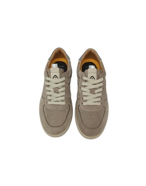 AMBITIOUS SNEAKER LACCI IN CAMOSCIO COLORE TAUPE CON TOPPONCINO GRIGIO-TORTORA, PROFILI A RILIEVO, FONDO GOMMA