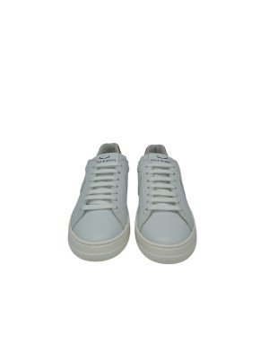VOILE BLANCHE SNEAKER LACCI IN VITELLO COLORE BIANCO CON TOPPONCINO CUOIO, FONDO GOMMA EXTRA LIGHT