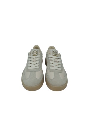 BACK 70 SNEAKER LACCI IN NAPPA E CAMOSCIO COLORE LATTE, FONDO GOMMA 4CM