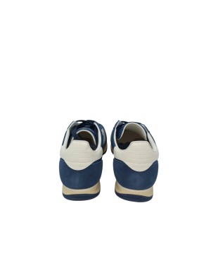 BACK 70 SNEAKER LACCI IN CAMOSCIO NE TESSUTO TECNICO COLORE BLU NAVY CON LOGO E TOPPONCINO BIANCO, FONDO GOMMA BICOLOR