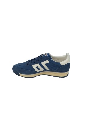 BACK 70 SNEAKER LACCI IN CAMOSCIO NE TESSUTO TECNICO COLORE BLU NAVY CON LOGO E TOPPONCINO BIANCO, FONDO GOMMA BICOLOR