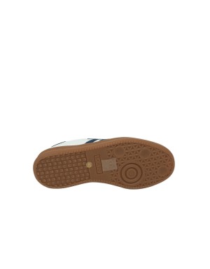 BACK 70 SNEAKER LACCI IN VITELLO E CAMOSCIO COLORE BIANCO CON LOGO E TOPPONCINO BLU NAVY, FONDO GOMMA MIELE