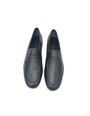 FRAU MOCASSINO DESTRUTTURATO CON VASCHETTA, TOMAIA IN VITELLO SFODERATO COLORE BLU, FONDO GOMMINA