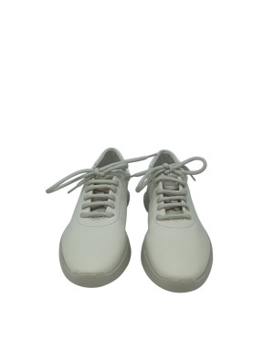 FRAU SNEAKER LACCI IN VITELLO BOTTALATO COLORE BIANCO, FONDO GOMMA EXTRA LIGHT 4CM