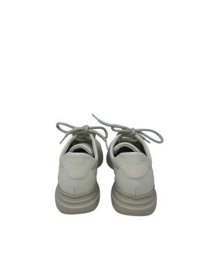 FRAU SNEAKER LACCI IN VITELLO BOTTALATO COLORE BIANCO, FONDO GOMMA EXTRA LIGHT 4CM