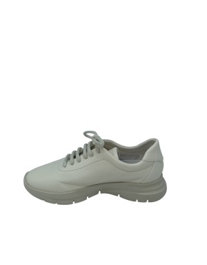 FRAU SNEAKER LACCI IN VITELLO BOTTALATO COLORE BIANCO, FONDO GOMMA EXTRA LIGHT 4CM