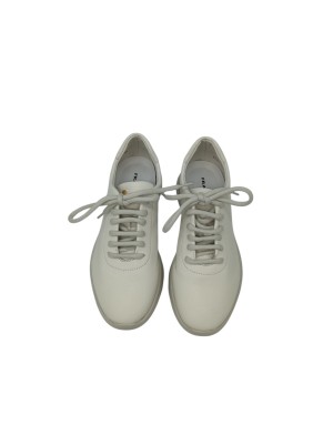FRAU SNEAKER LACCI IN VITELLO BOTTALATO COLORE BIANCO, FONDO GOMMA EXTRA LIGHT 4CM