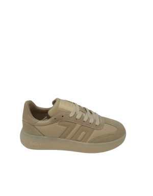 BACK 70 SNEAKER LACCI IN NAPPA E CAMOSCIO COLORE BEIGE, FONDO GOMMA 4CM