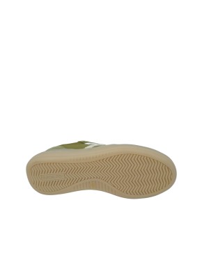 BACK 70 SNEAKER LACCI IN CAMOSCIO E TESSUTO COLORE VERDE OLIVA CON RIPORTI IN STAMPATO COCCO BIANCO, FONDO GOMMA 4CM