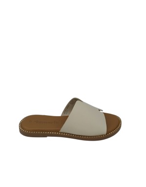 TAMARIS SABOT SPUNTATO UNA FASCIA, TOMAIA IN VITELLO COLORE AVORIO, GUARDOLO BORCHIATO, FONDINO GOMMA 1,5CM