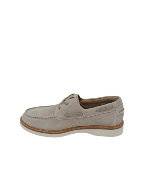 TMRS STRINGATA GUSTO BARCA CON ELASTICO SUL COLLO PIEDE, TOMAIA IN CAMOSCIO COLORE SABBIA, GUARDOLO IN CUOIO, FONDO GOMMA