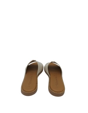 TAMARIS SABOT SPUNTATO UNA FASCIA, TOMAIA IN VITELLO COLORE AVORIO, GUARDOLO BORCHIATO, FONDINO GOMMA 1,5CM