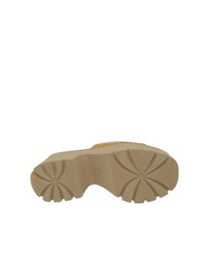 TAMARIS SABOT SPUNTATO UNA FASCIA, TOMAIA IN CAMOSCIO COLORE CAMEL, GUARDOLO IMPUNTURATO, FONDO ZEPPA/TACCO 6,5CM IN GOMMA EXTR