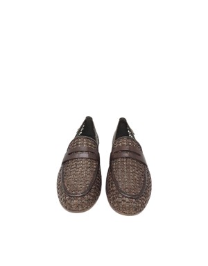 TAMARIS MOCASSINO FORATO IN RAFIA E VITELLO COLORE T.MORO, FONDINO GOMMA, TACCO 2CM