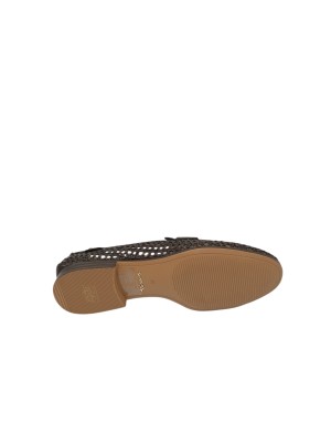 TAMARIS MOCASSINO FORATO IN RAFIA E VITELLO COLORE T.MORO, FONDINO GOMMA, TACCO 2CM