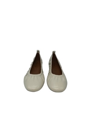 TAMARIS BALLERINA IN NAPPA PLISSETTATA COLORE AVORIO, FONDINO GOMMA, TACCO 1CM