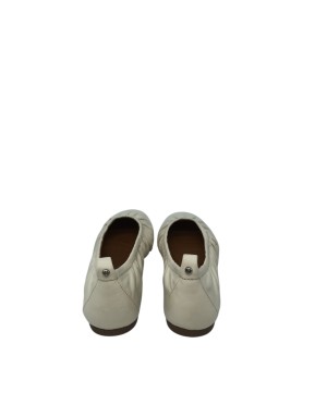 TAMARIS BALLERINA IN NAPPA PLISSETTATA COLORE AVORIO, FONDINO GOMMA, TACCO 1CM