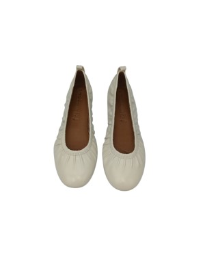 TAMARIS BALLERINA IN NAPPA PLISSETTATA COLORE AVORIO, FONDINO GOMMA, TACCO 1CM