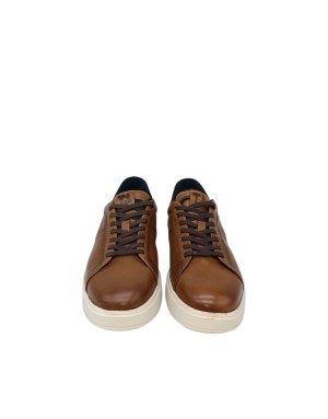 TMRS SNEAKER/SLIP-ON CON LACCIO ELASTICO, TOMAIA IN VITELLO COLORE COGNAC CON TOPPONCINO MORO, FONDO GOMMA EXTRA LIGHT