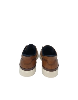 TMRS SNEAKER/SLIP-ON CON LACCIO ELASTICO, TOMAIA IN VITELLO COLORE COGNAC CON TOPPONCINO MORO, FONDO GOMMA EXTRA LIGHT