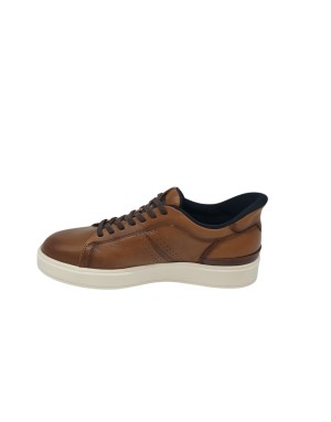 TMRS SNEAKER/SLIP-ON CON LACCIO ELASTICO, TOMAIA IN VITELLO COLORE COGNAC CON TOPPONCINO MORO, FONDO GOMMA EXTRA LIGHT