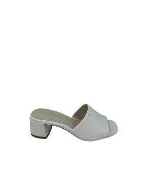 TAMARIS SABOT SPUNTATO UNA FASCIA, TOMAIA IN NAPPA COLORE BIANCO, TACCO FASCIATO 5CM, FONDINO GOMMA