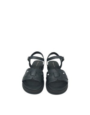 TAMARIS SANDALO RAGNETTO CON CINTURINO ALLA CAVIGLIA, TOMAIA IN VITELLO  COLORE NERO, FONDO ZEPPA GOMMA 3,5CM