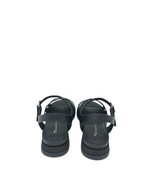 TAMARIS SANDALO RAGNETTO CON CINTURINO ALLA CAVIGLIA, TOMAIA IN VITELLO  COLORE NERO, FONDO ZEPPA GOMMA 3,5CM