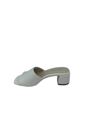 TAMARIS SABOT SPUNTATO UNA FASCIA, TOMAIA IN NAPPA COLORE BIANCO, TACCO FASCIATO 5CM, FONDINO GOMMA