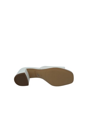 TAMARIS SABOT SPUNTATO UNA FASCIA, TOMAIA IN NAPPA COLORE BIANCO, TACCO FASCIATO 5CM, FONDINO GOMMA