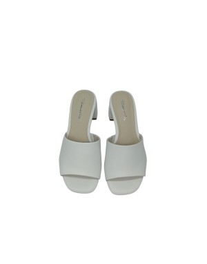 TAMARIS SABOT SPUNTATO UNA FASCIA, TOMAIA IN NAPPA COLORE BIANCO, TACCO FASCIATO 5CM, FONDINO GOMMA