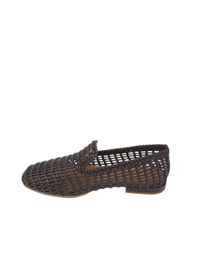 BRUNO PREMI MOCASSINO AACCOLLATO INTRECCIATO COLOR T.MORO, TACCO 2CM, FONDINO GOMMA