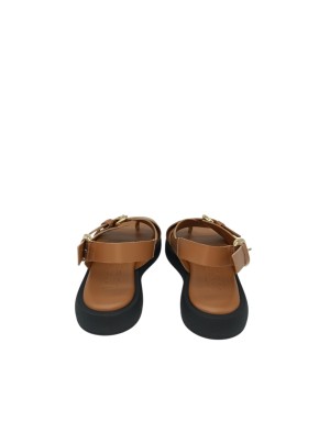 WONDERS SANDALO INFRADITO IN VITELLO COLORE CUOIO, FIBBIE REGOLABILI, FONDO GOMMA NERO3CM