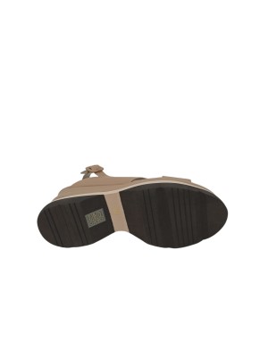 JEANNOT SANDALO DUE FASCE INCROCIATE IN NAPPA COLORE SABBIA, FONDO ZEPPA MICRO BICOLOR 7CM