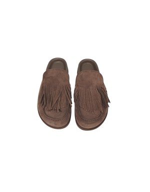 J&M SABOT CON FRANGE, TOMAIA IN CAMOSCIO COLORE T.MORO, FUSBET ANATOMICO IN VITELLO IN TINTA, GUARDOLO CAMOSCIO, FONDINO GOMMA