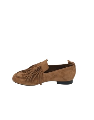 J&M MOCASSINO CON FRANGE, TOMAIA IN CAMOSCIO COLORE BRUCIATO, FONDO CUOIO, TACCO 2CM