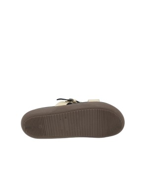 CHIARA LUCIANI SABOT SPUNTATO IN VITELLO COLORE PANNA, FIBBIETTA ACCIAIO, FONDO GOMMA 4CM