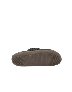 CHIARA LUCIANI INFRADITO IN VITELLO INTRECCIATO COLORE T.MORO, ACCESSORIO DORATO, FONDO GOMMA 4CM