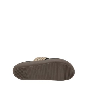 CHIARA LUCIANI INFRADITO IN VITELLO INTRECCIATO COLORE MARMO, ACCESSORIO DORATO, FONDO GOMMA 4CM